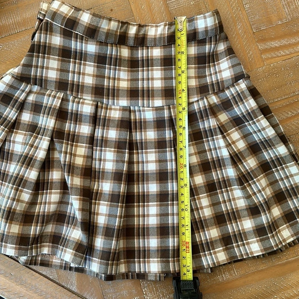 H&M Brown Plaid Pleated Skirt